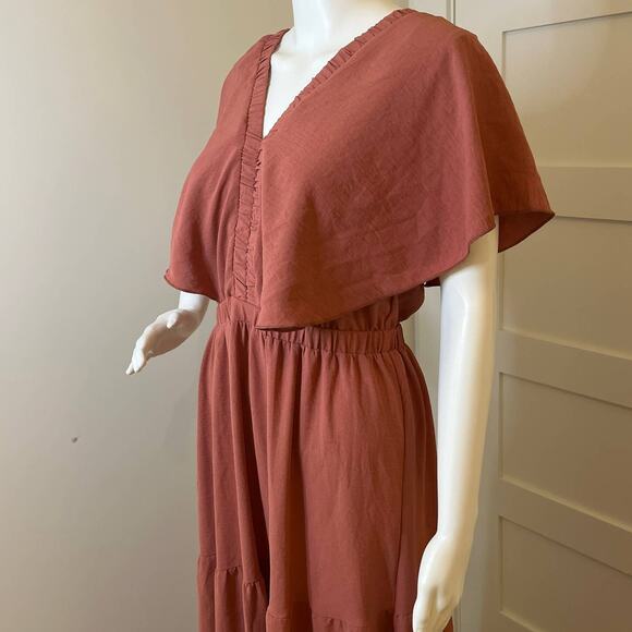 Amegoya V Neck Floral Maxi Boho Flowy Ruffle Long Womens Dress Size Medium - Picture 6 of 11